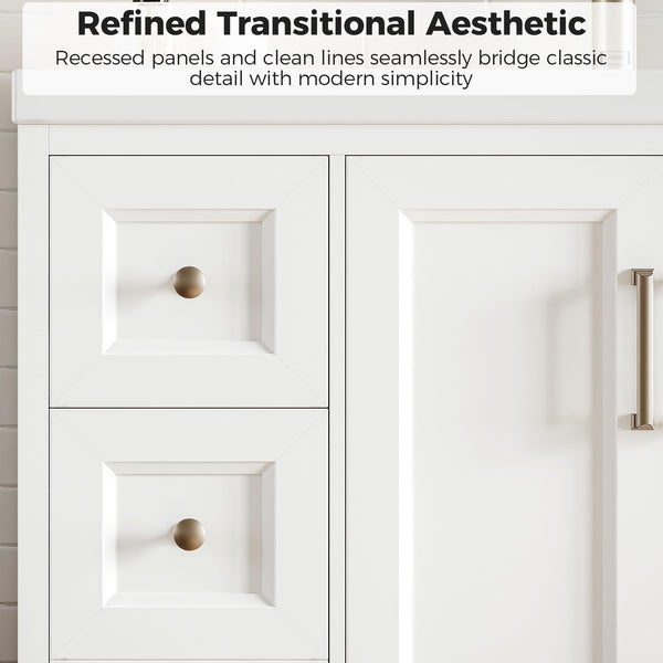 47.2" Bathroom Vanity with Sink, Soft-Close Doors & Drawers – White