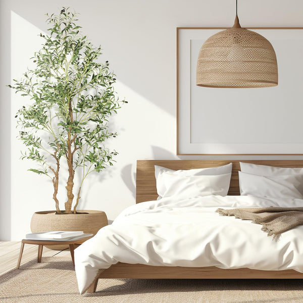 Artificial Olive Tree Indoor Outdoor - Faux Olive Plant with Realistic Leaves, Fruits & Moss Pot