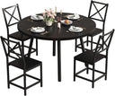 Drop-Leaf Round Dining Table Set for 4 with Chairs