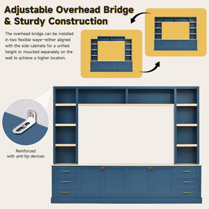 4-Piece Entertainment Center Wall Unit with TV Stand & Bookshelves