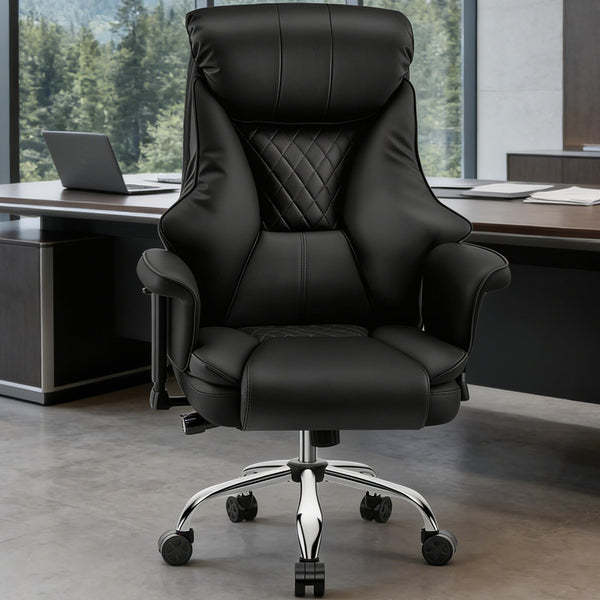 Big & Tall High-Back Leather Office Chair with Adjustable Lumbar Support
