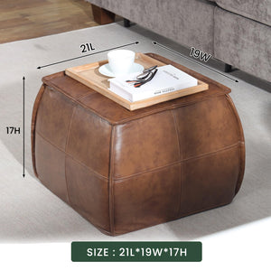 Leather Pouf Ottoman Footstool