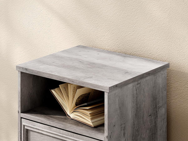 2-Drawer Wood Nightstand with Open Compartment