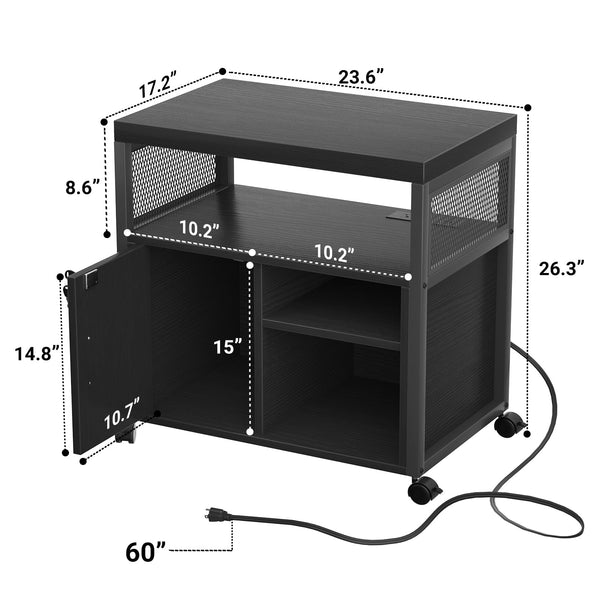 Lateral File Cabinet with Printer Stand & USB Charging