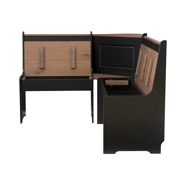 3-Piece Breakfast Nook Dining Set with Hidden Storage Benches