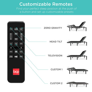 Queen Size Adjustable Bed Frame with Electric Base & Wireless Remote