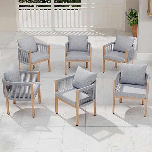 Outdoor Rope Dining Chairs with Cushions