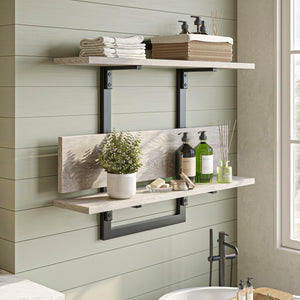 3-Tier Foldable Wall Mounted Floating Shelf with Industrial Metal Brackets
