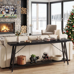Console Table with Charging Station & Storage Shelf