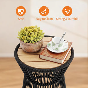 Outdoor Round Woven Side Table