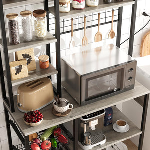 Baker's Rack with Power Outlet & Wire Basket