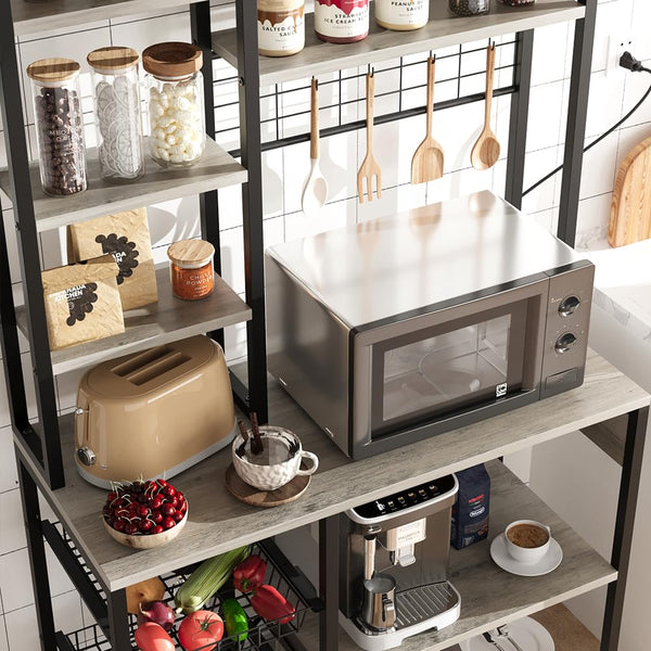 Baker's Rack with Power Outlet & Wire Basket