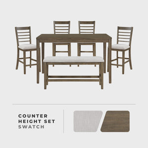 6-Piece Counter Height Dining Set with Bench