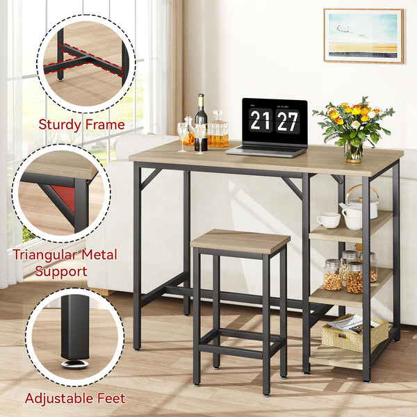 Bar Table with 3 Storage Shelves
