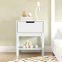 Kids Wood Nightstand with Drawer and Open Shelf