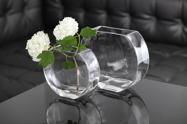 Clear Round Glass Vase 9.25" – Heavy Durable European Crystal