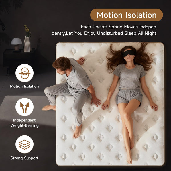 12 Inch Hybrid Mattress with Gel Memory Foam, Pocket Springs & Cooling Cover