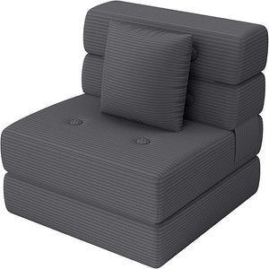 Convertible Folding Sofa Bed Sleeper Chair – Corduroy Floor Couch with Pillow