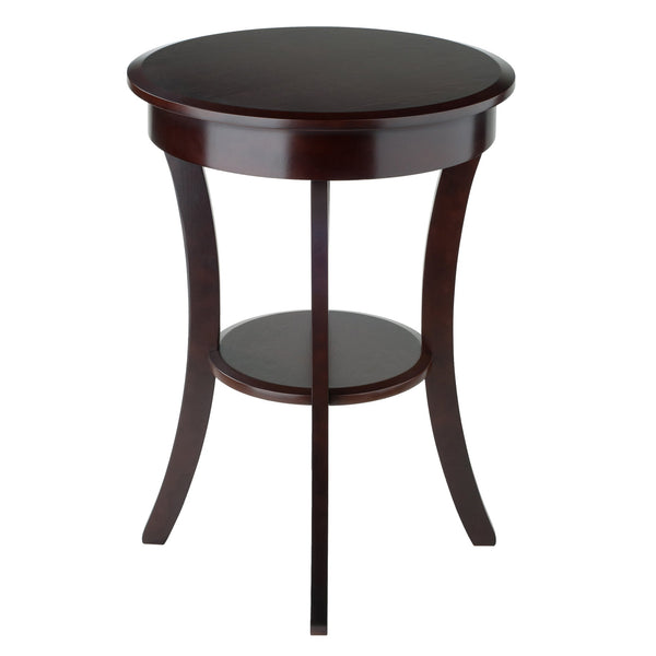 Round Wood Accent Table with Drawer and Shelf