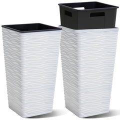 22-Inch Tall Square Tapered Plastic Planter with Inner Pot, 2-Pack