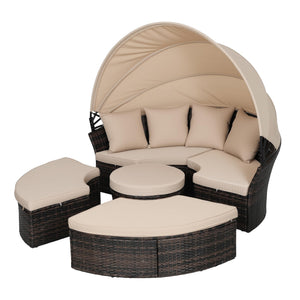 Outdoor Round Daybed with Retractable Canopy