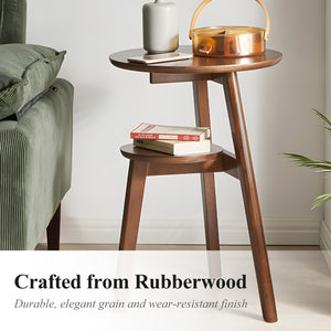 2-Tier Round End Table with Storage Shelf