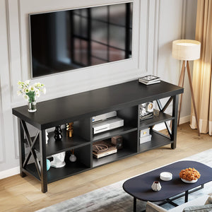 55 Inch Farmhouse TV Stand for 65 Inch TVs with 6 Storage Compartments