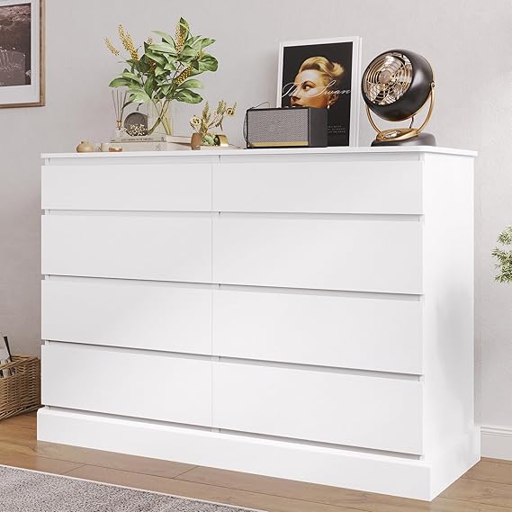 8-Drawer Double Dresser with TV Stand – Engineered Wood Storage Chest