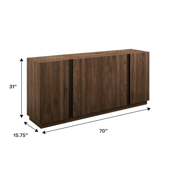 70" 4-Door Sideboard with Adjustable Shelves – Dark Walnut