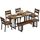 6-Piece Farmhouse Dining Table Set for 6-8