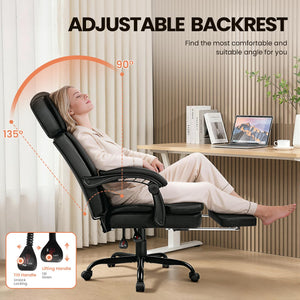 Big and Tall Office Chair 400 lbs with Footrest & Reclining
