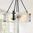 Round Textured Glass Chandelier with Adjustable Hanging Height