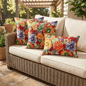 Outdoor Throw Pillow Set of 4 – Lumbar & Square, Water & Fade Resistant
