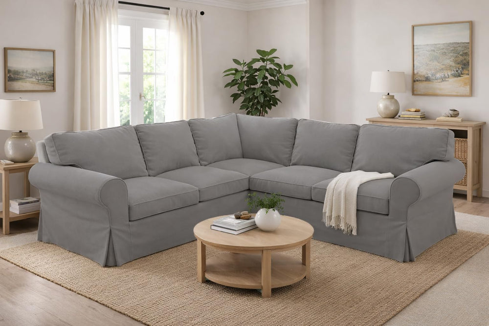 Cotton Ektorp 2+2 Corner Sofa Slipcover Set