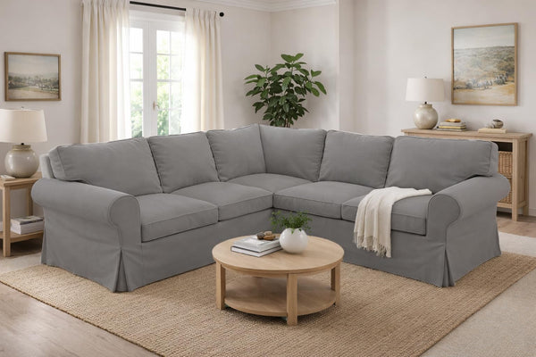 Cotton Ektorp 2+2 Corner Sofa Slipcover Set