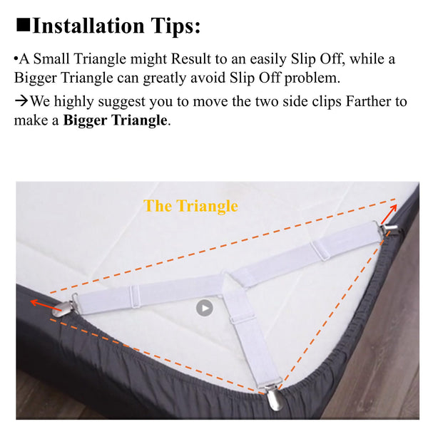 Triangle Bed Sheet Fasteners Adjustable Elastic Mattress Straps Clips