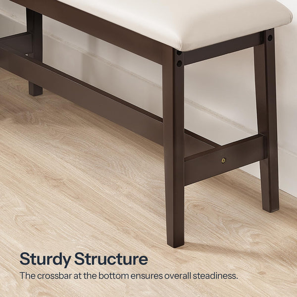 Bamboo Dining Bench with Upholstered PU Leather Seat