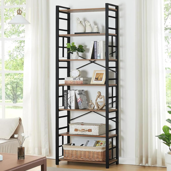 7-Tier Industrial Bookshelf 84"