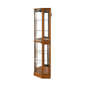 Lighted Corner Curio Cabinet with Glass Doors & Adjustable Shelves