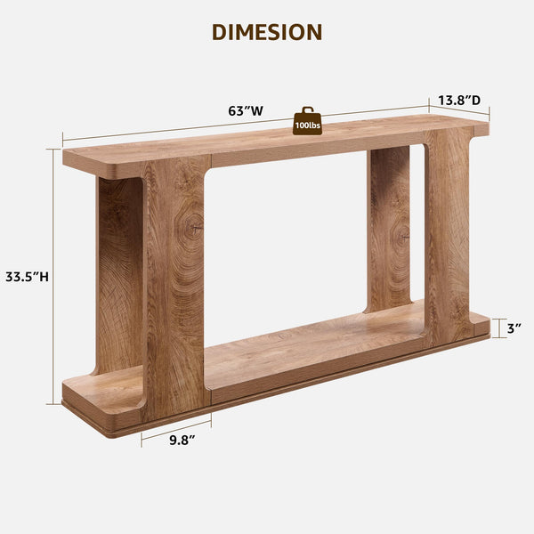 63-Inch Modern Console Table with 2-Tier Storage