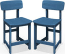 Outdoor Bar Stools Set of 2 with Back – Counter Height HDPE Patio Barstools