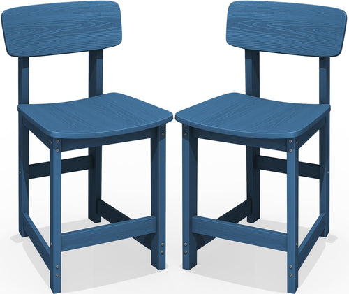 Outdoor Bar Stools Set of 2 with Back – Counter Height HDPE Patio Barstools