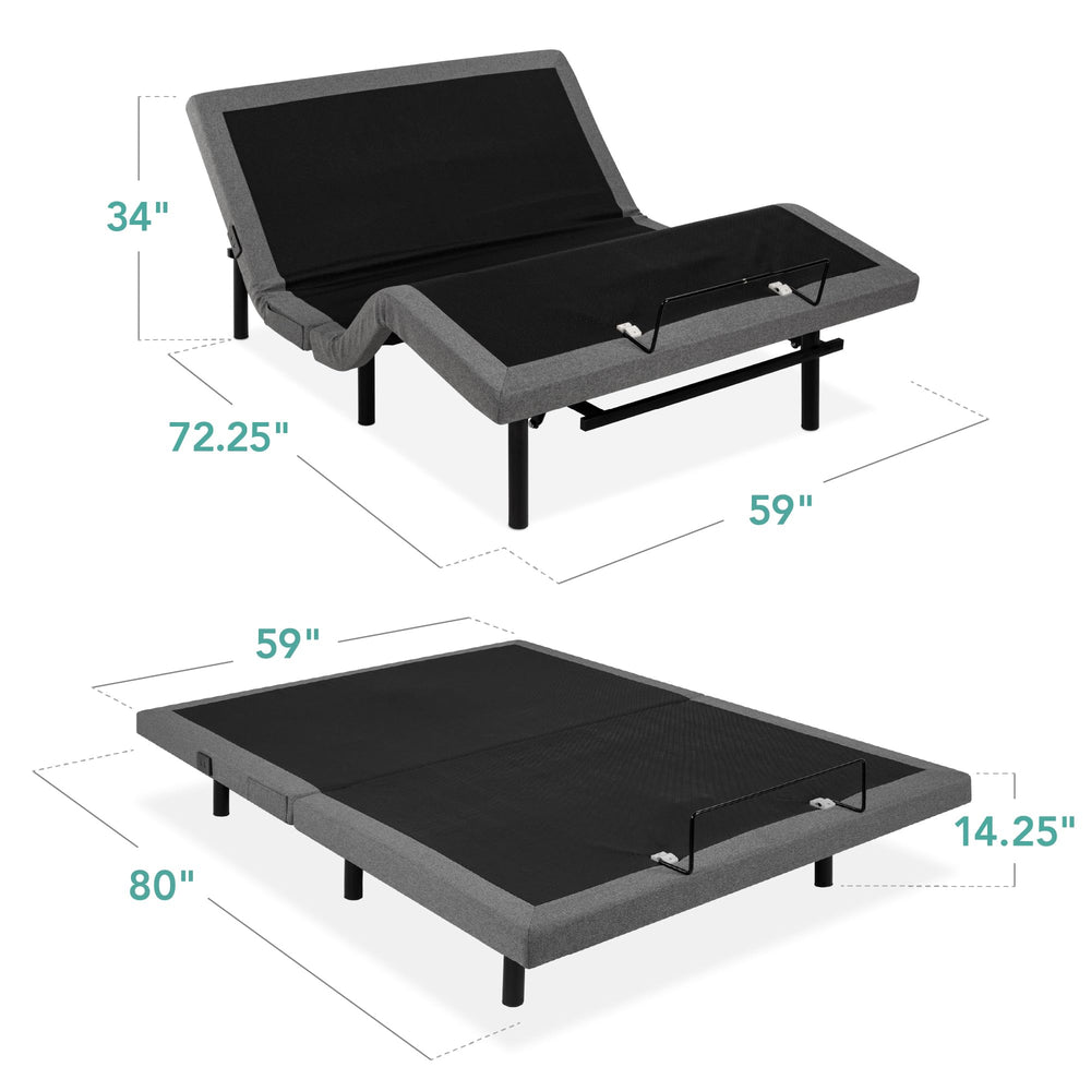 Queen Size Adjustable Bed Frame with Electric Base & Wireless Remote