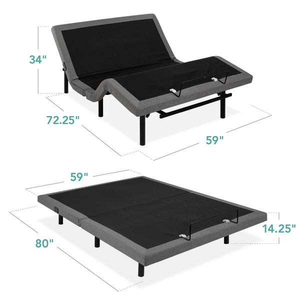 Queen Size Adjustable Bed Frame with Electric Base & Wireless Remote