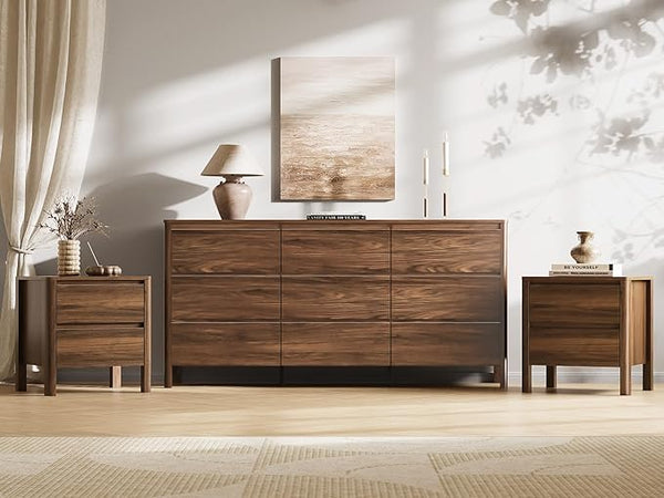 Walnut 3-Piece Bedroom Dresser Set