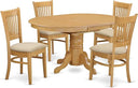 7-Piece Oval Dining Table Set with Butterfly Leaf & 6 Upholstered Chairs