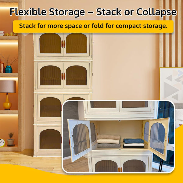 120QT Stackable Storage Bins with Lids and Wheels – 4 Pack