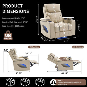 Electric Power Recliner Chair with Massage, Heating & Cooling Cup Holder