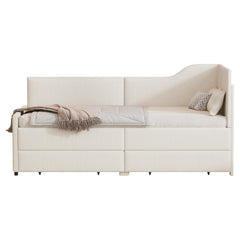 Twin L-Shaped Upholstered Daybed with Storage Drawers