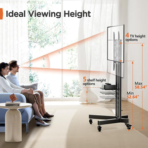 Rolling TV Stand with Wheels & Lockable Casters